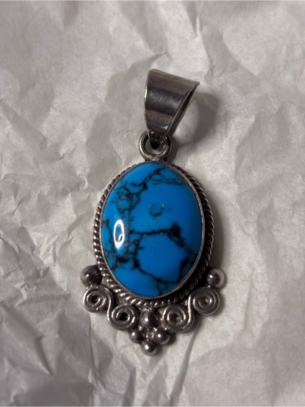 Vintage Taxco Turquoise/ Sterling Pendant